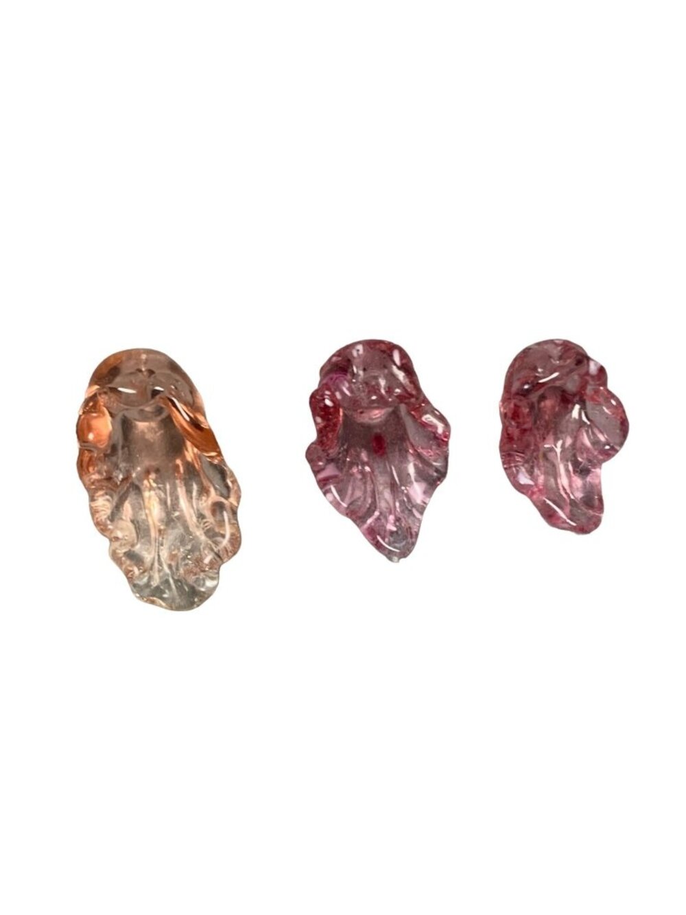 Colorful Lampwork Glass Leaf Beads - Pink Handcrafted for Jewelry Marking